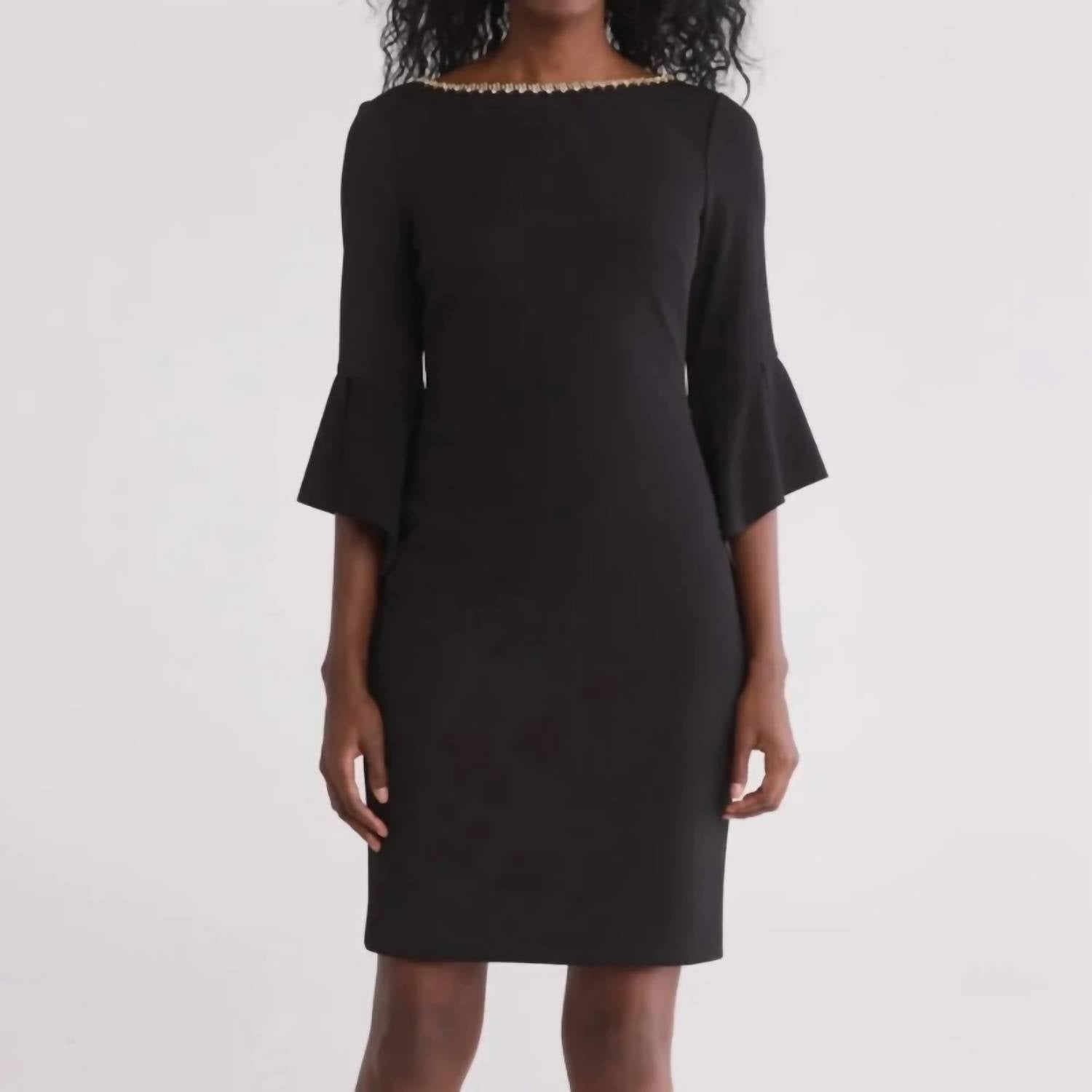 Vince Camuto - Scuba Crepe Jewel Sheath Dress