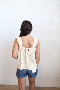 Ichi - Cap Ruffle Sleeves Square Neckline Tank