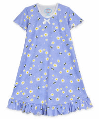 Sara'S Prints - Girls Short Sleeve Ruffled Happy Bees Nightgown