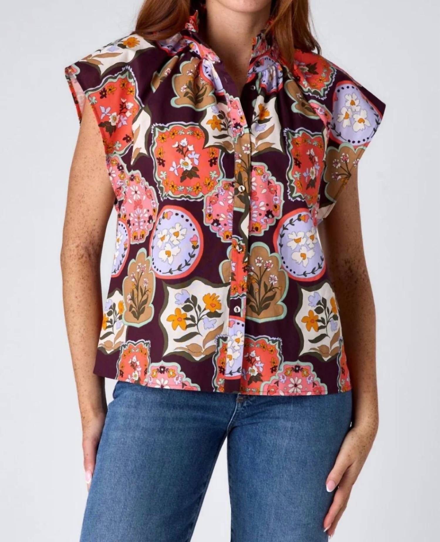 Crosby by Mollie Burch Billie Blouse in stamp - women's blouse