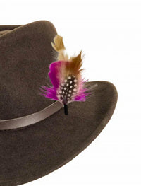 American Hat Makers Women's Pathfinder Wool Felt Hat in chocolate pink - women's hat - detail view