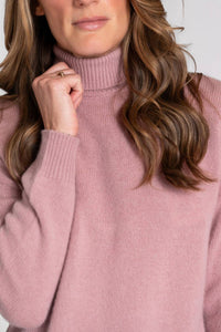 MAJESTIC FILATURES Wool Turtleneck Sweater in rosewood - women's sweater - detail view