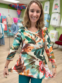 Fashque - Quarter Sleeve Print Top