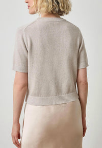 Lilla P Short Sleeve Sweater in mist sparkle - women's sweater - detail view