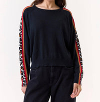 Wispr - Pop Stripe Leopard Crew Sweater