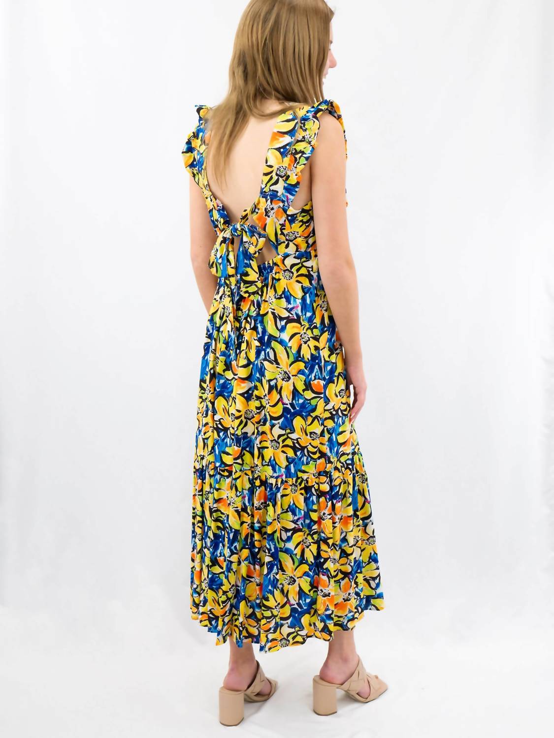 Skies Are Blue - Tiered And Tyed For Spring Midi Dress