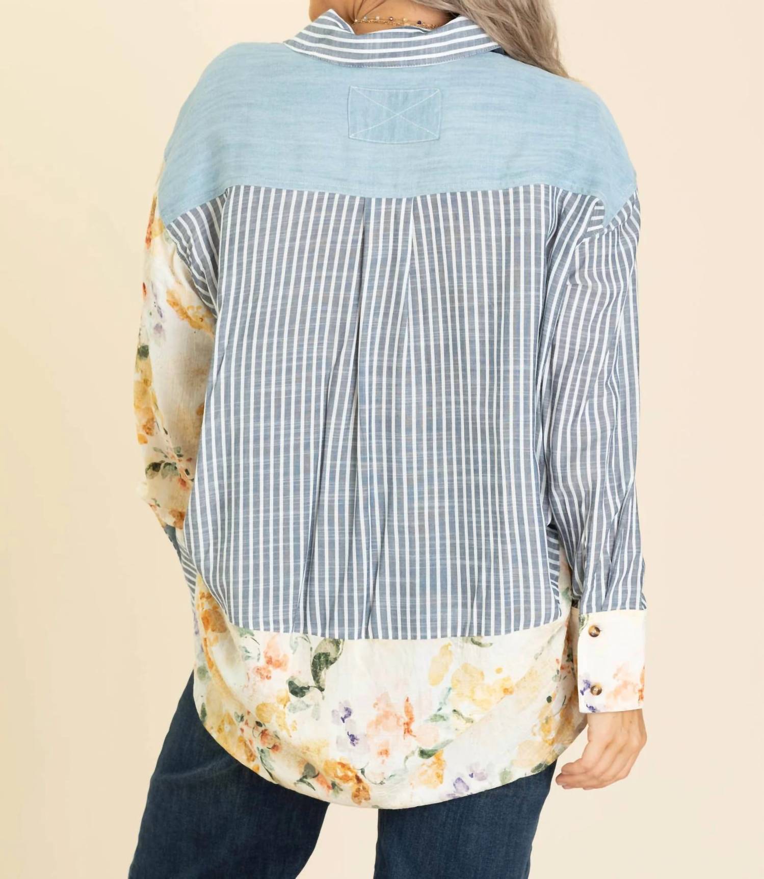 Sew In Love - About Ya Cotton Blend Long Sleeve Button Up Top