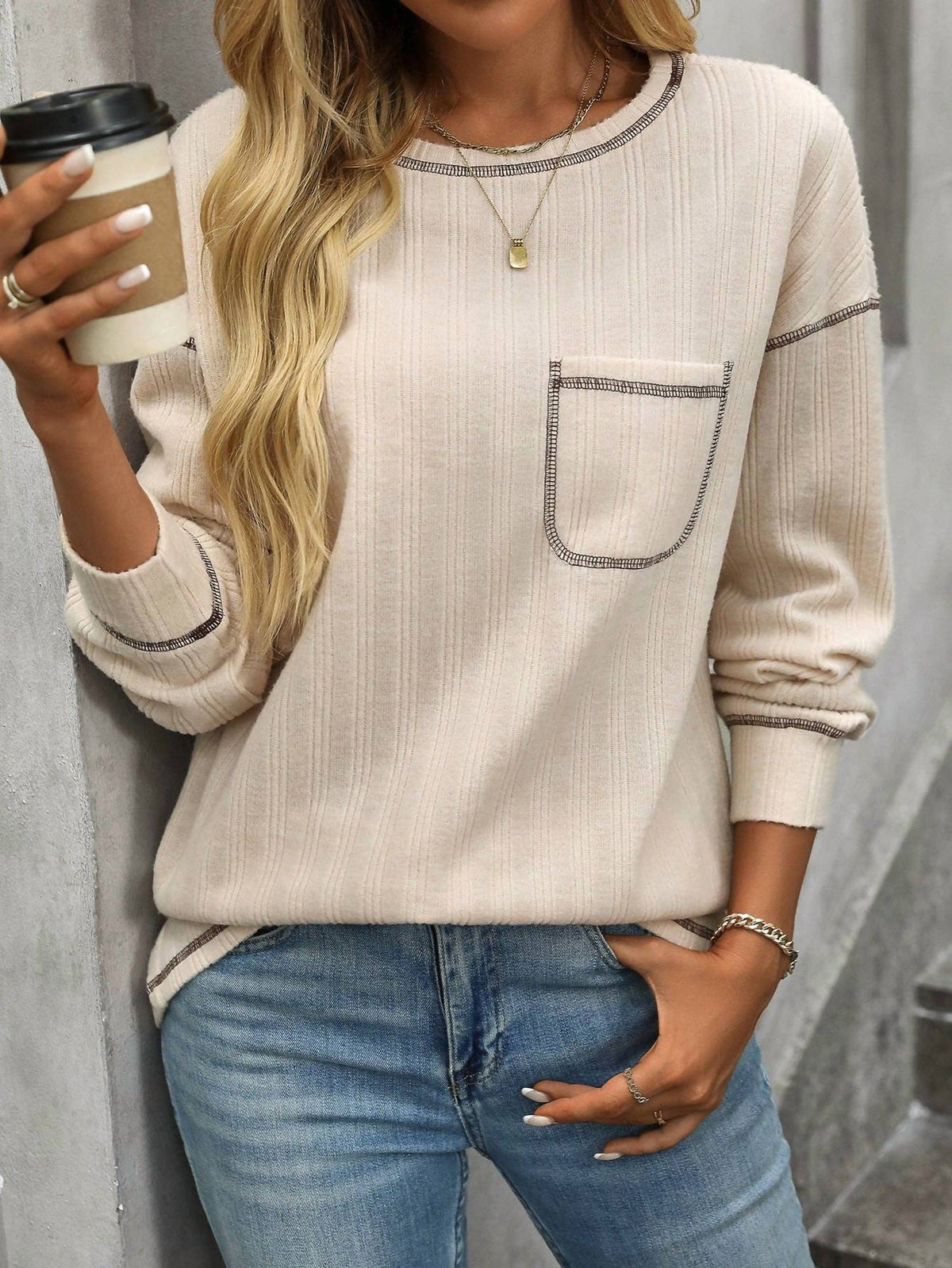 Suhkasana - Ribbed Knit Long Sleeve Shirt
