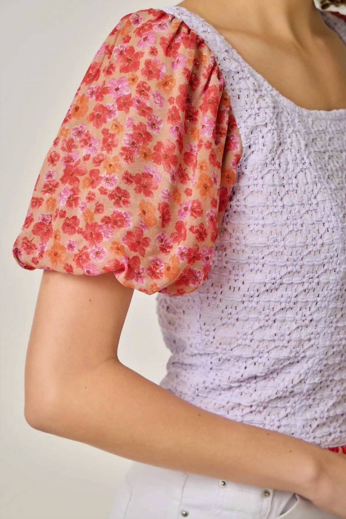 Mystree - Chiffon Sleeve Lace Top