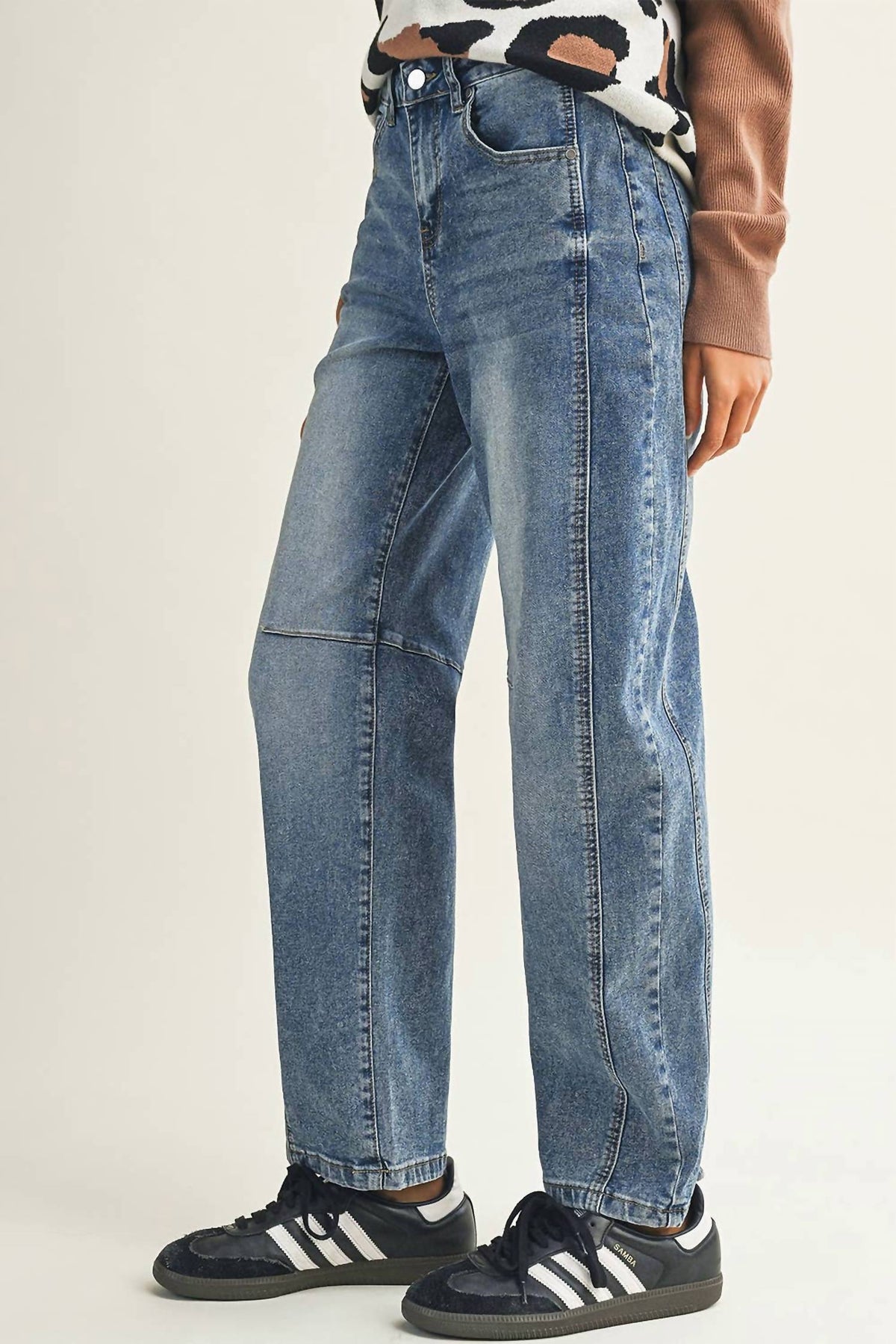 Little Daisy Closet - Vintage-washed Barrel Jeans