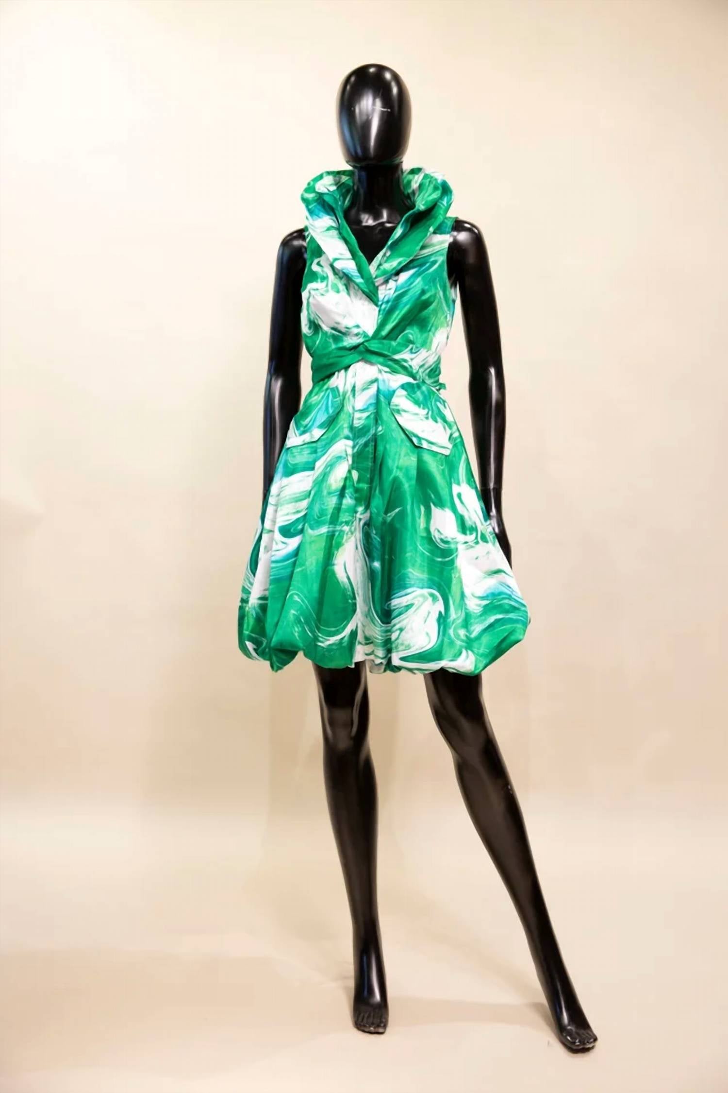 Samuel Dong Women's Print Bubble Dress in jade multi - women's dress