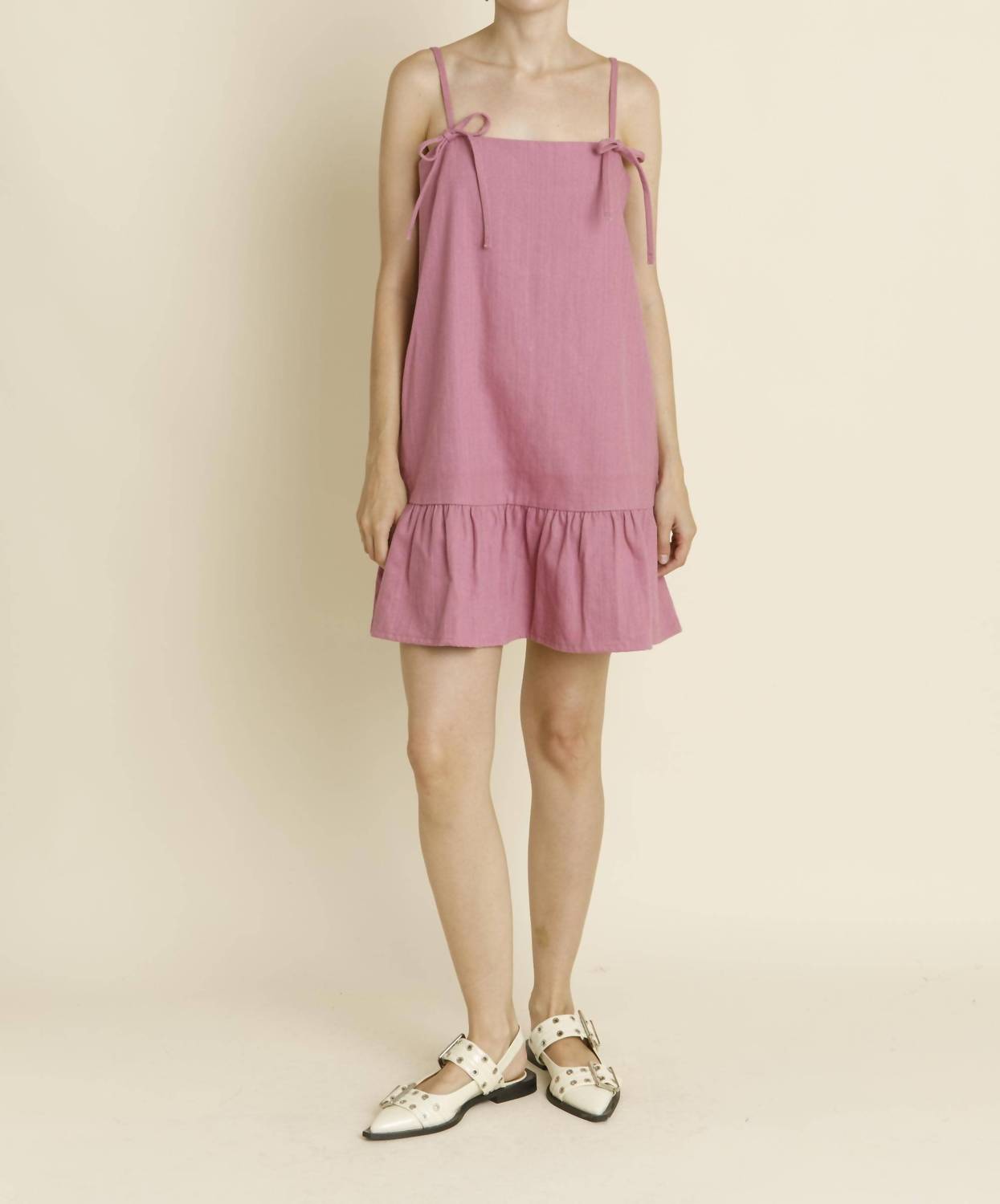 Aureum - Bow Trim Mini Dress