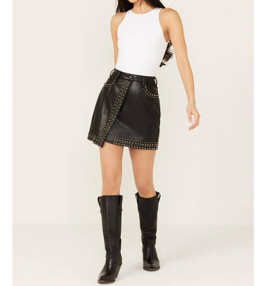 Rock & Roll Denim - Faux Leather Studded Mini Skirt