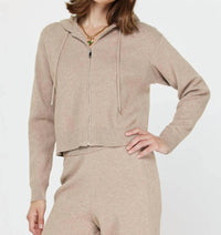 Current Air - Cropped Knit Zip-up Hoodie