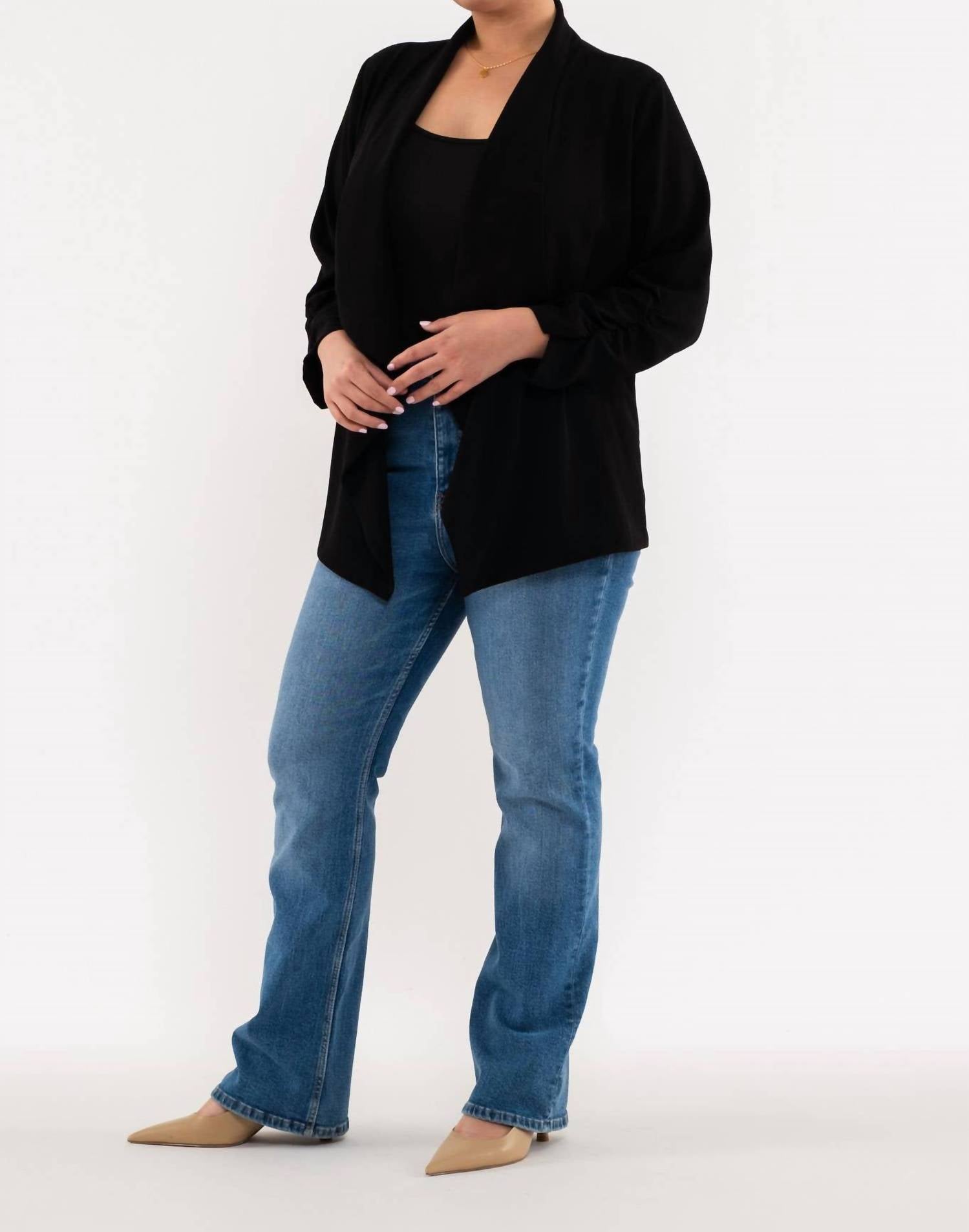 Blu Pepper - Breeze Rouched Sleeve Blazer - Plus
