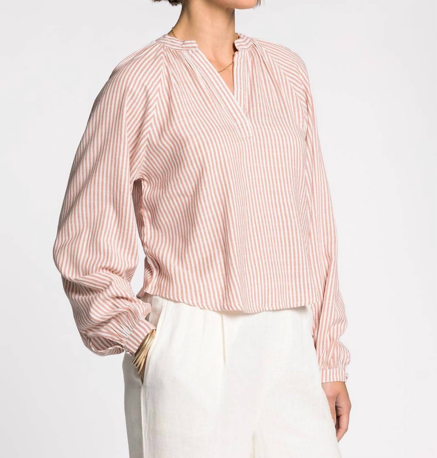 Thread & Supply - Bethany Long Striped V-neck Top