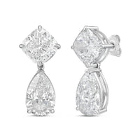Diana M Jewels - Women's Cushion & Pear Lab-grown Diamond Stud Earrings (15.00 Tcw) - Grand