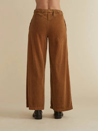 cut loose Lux Corduroy Wide Leg Zip Pant in brass - women's pants - detail view