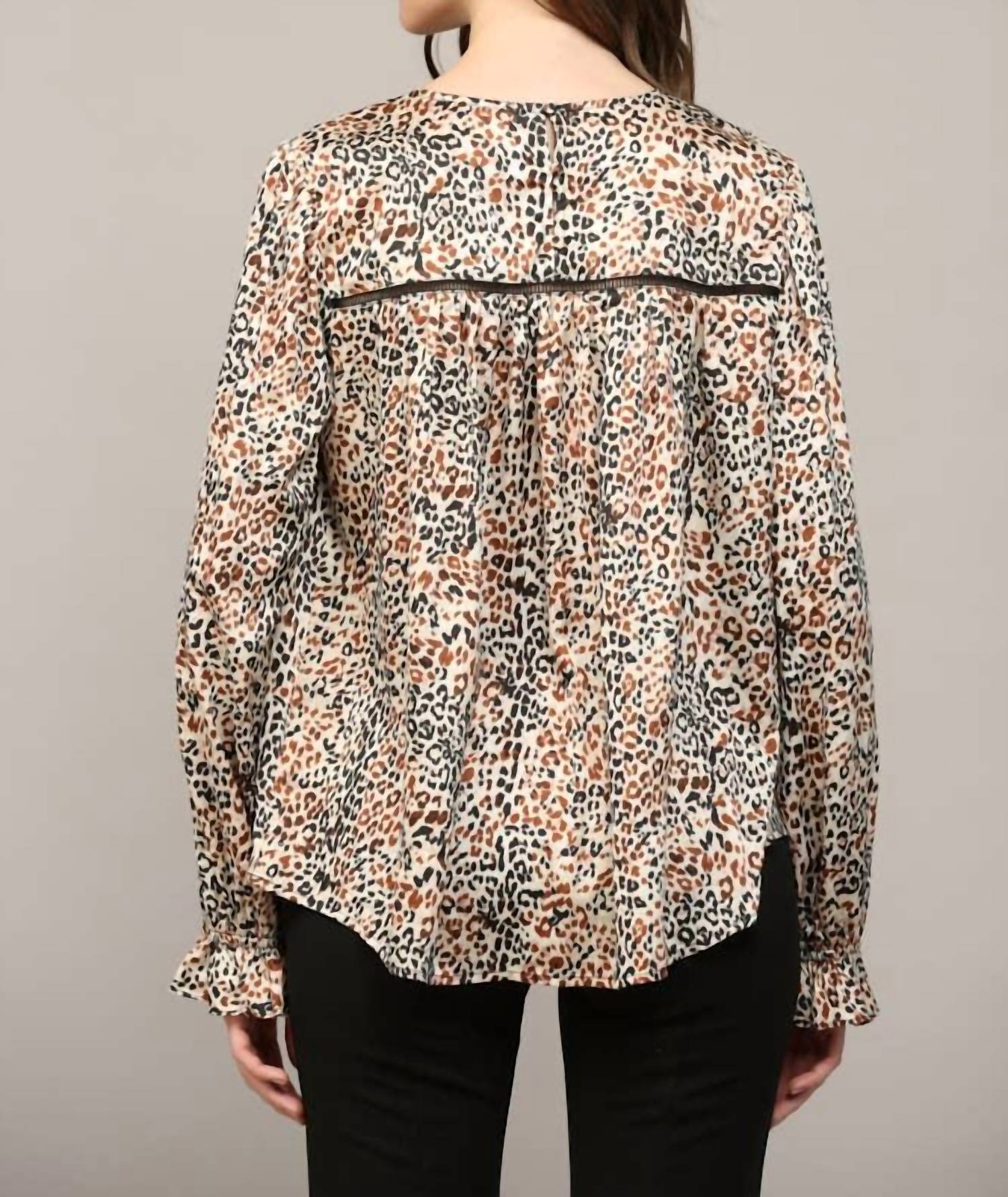 Fate - Esme Animal-print Lace Peasant Blouse