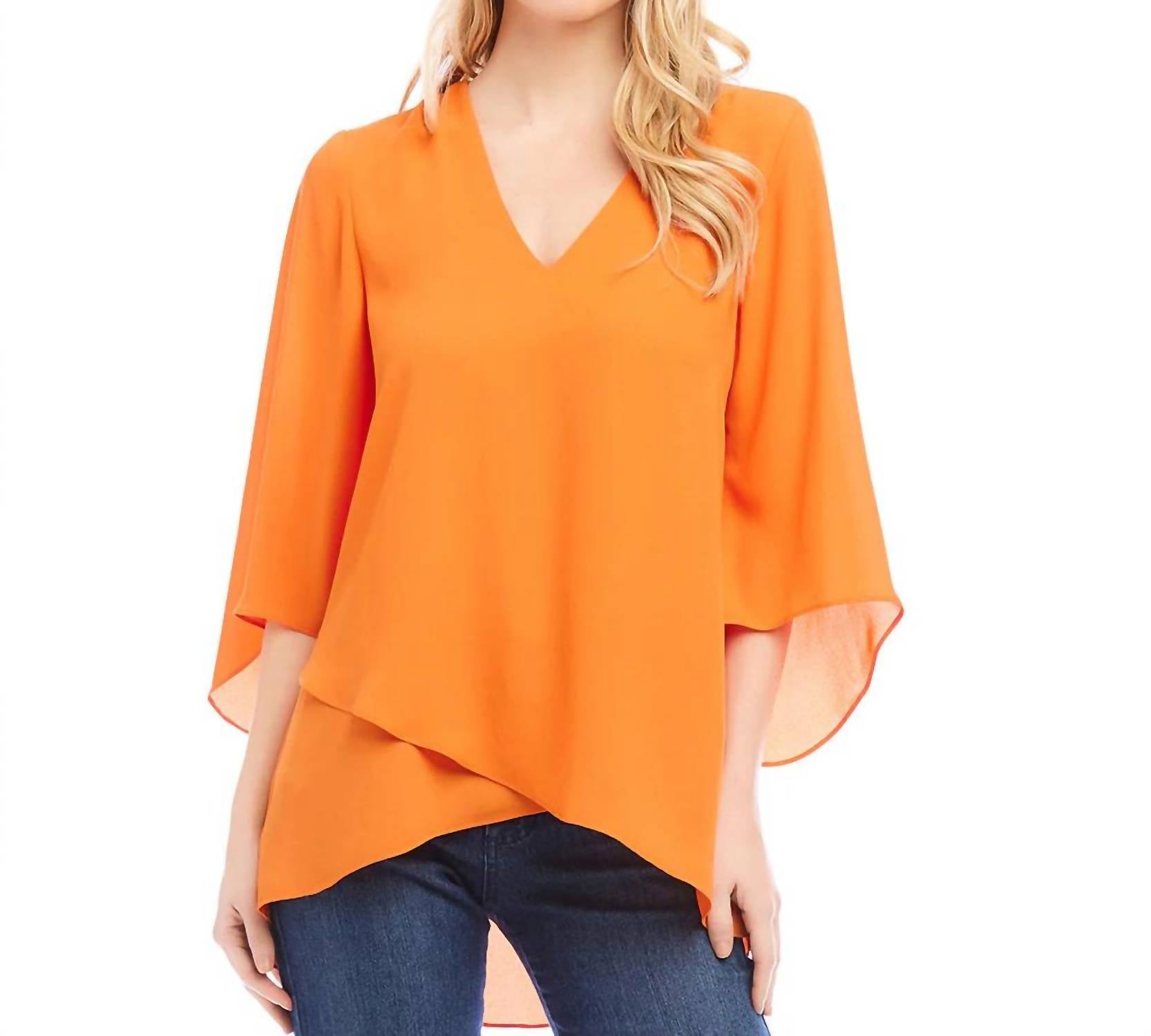 Karen Kane - Taci Bracelet Sleeve Asymmetrical Top