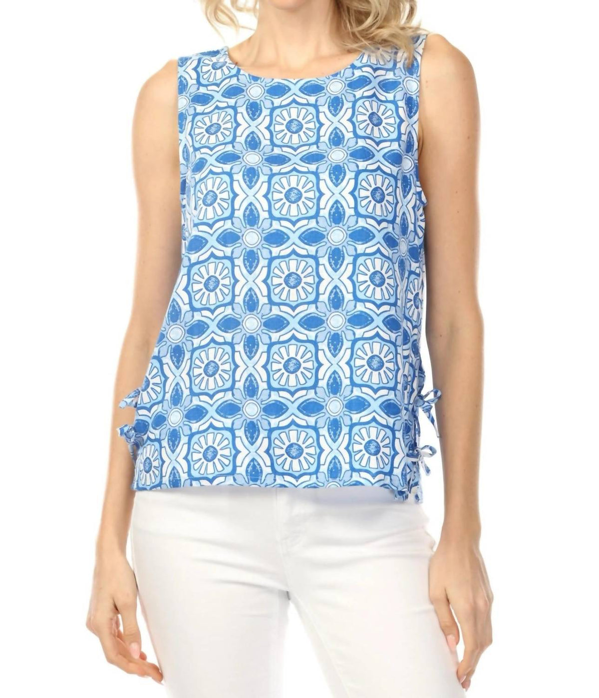 Charlie B - Side Ties Printed Sleeveless Top