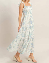 Hyfve - Smocked Floral Ruffle Strap Dress