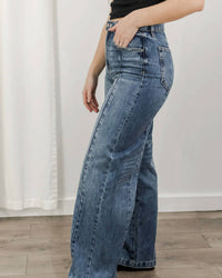 Hidden - Wide Leg Moto Jeans