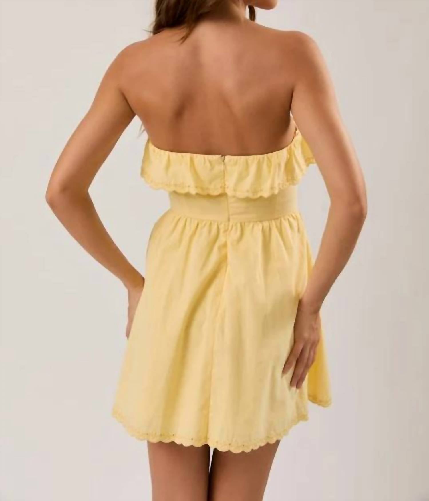Le Lis - Strapless Eyelet Scallop Hemline Detail Mini Dress