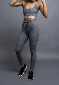 YEAR OF OURS Stretch Football Legging in heathered grey - women's pants - detail view
