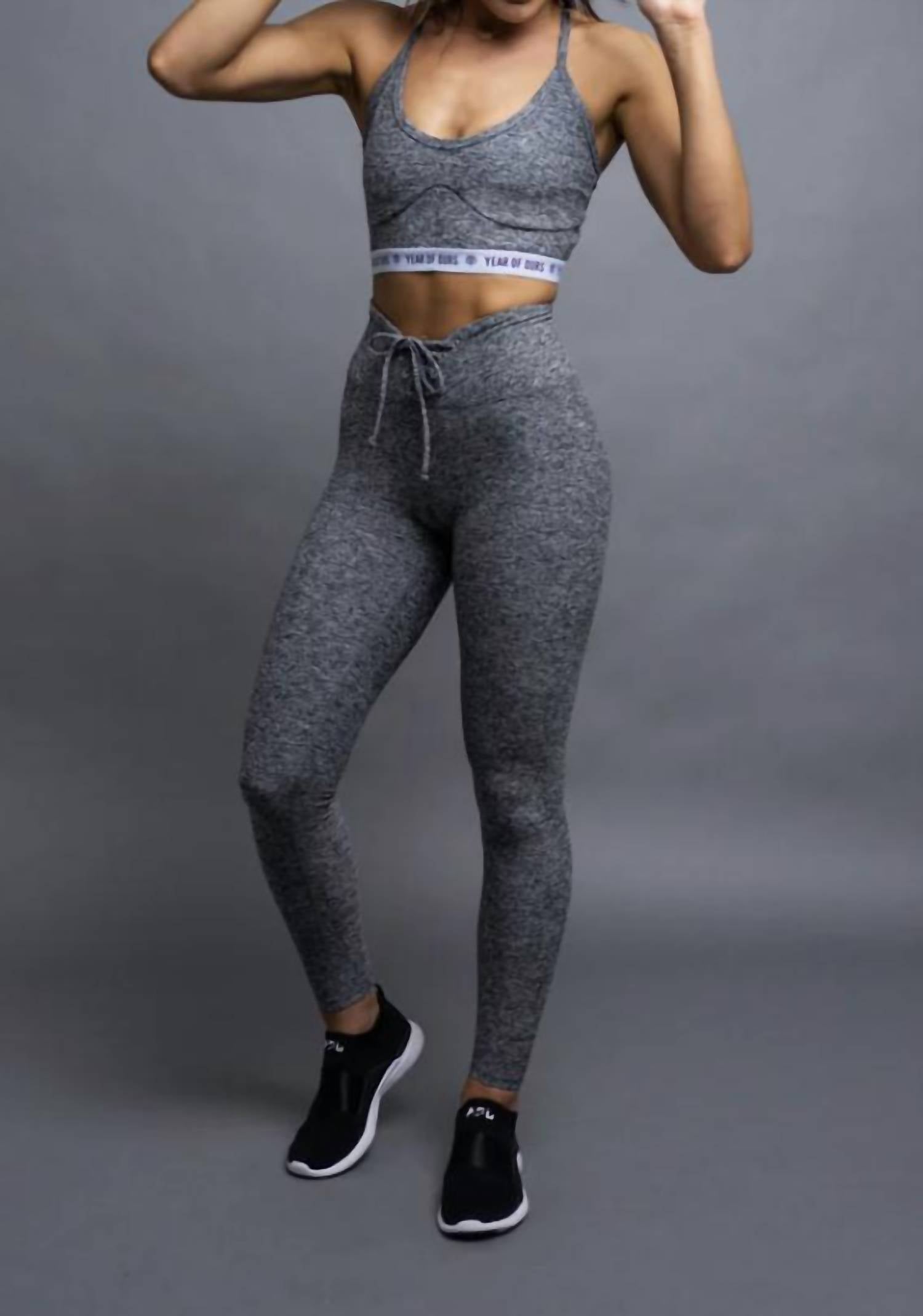 YEAR OF OURS Stretch Football Legging in heathered grey - women's pants - detail view