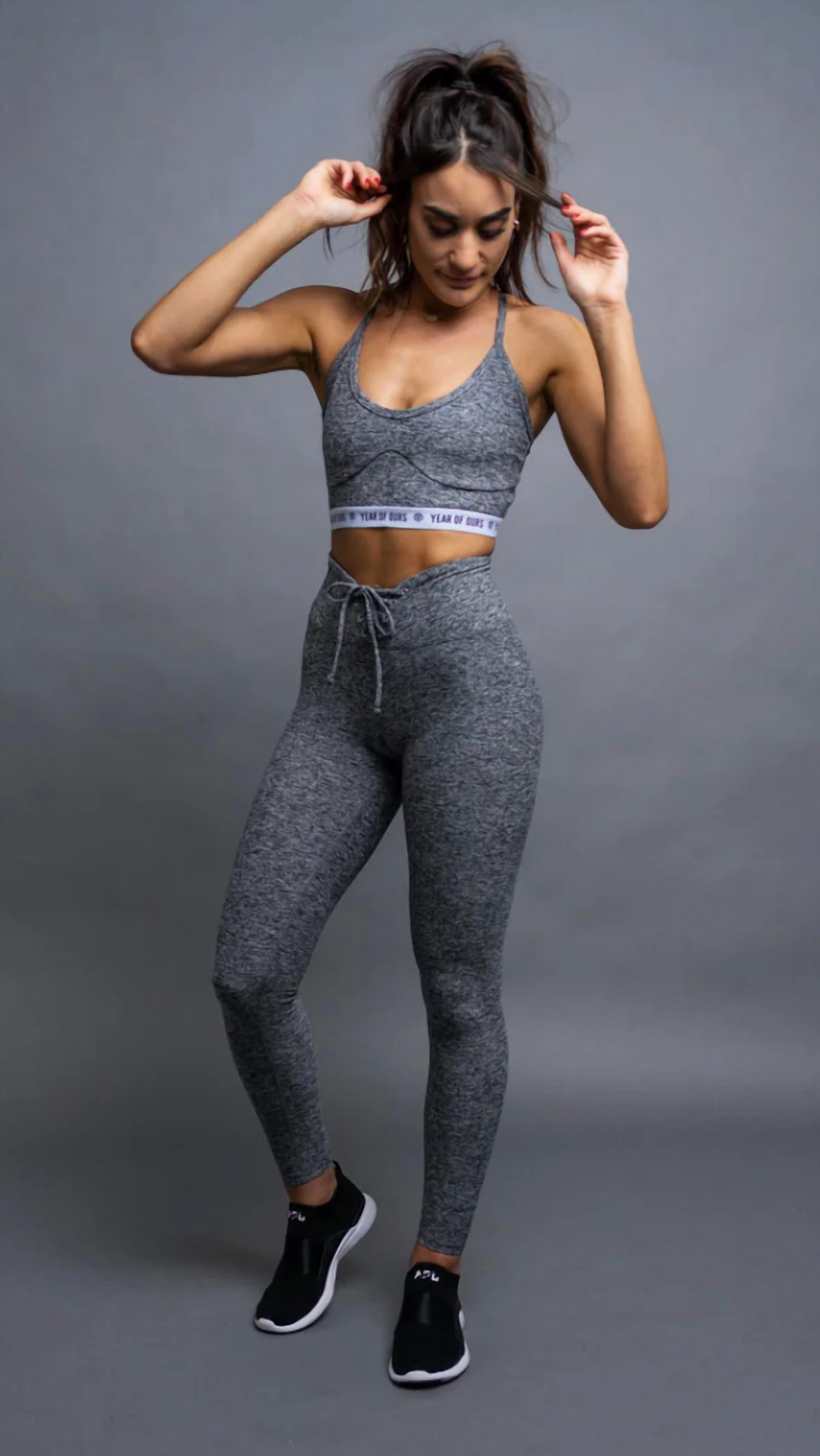 YEAR OF OURS Stretch Football Legging in heathered grey - women's pants - alternate view
