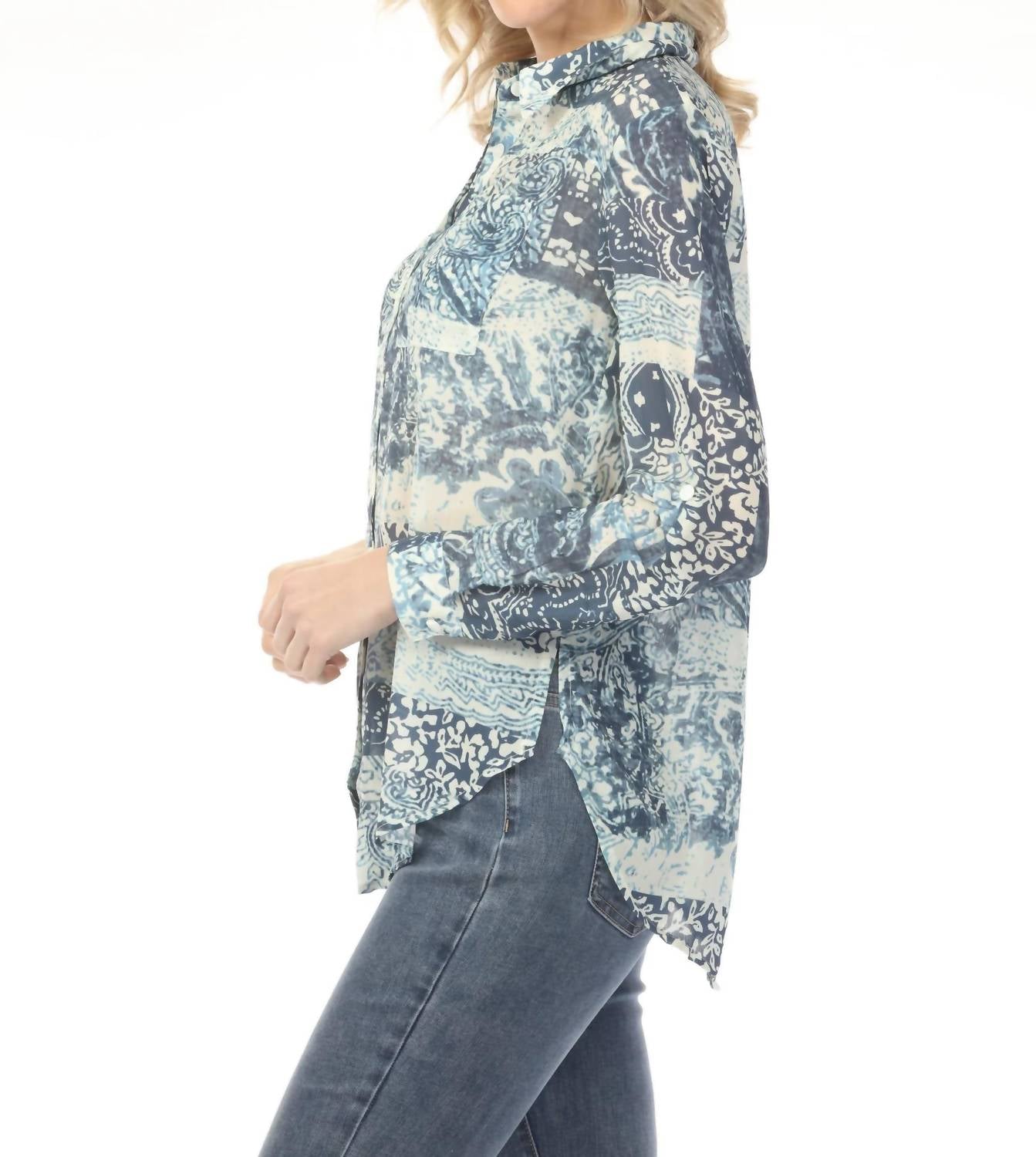 Charlie B - Printed Button-up Blouse