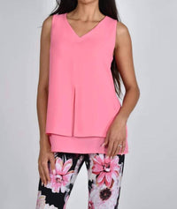 Frank Lyman Cresida Chiffon Tank Top in sorbet bright pink - women's blouse