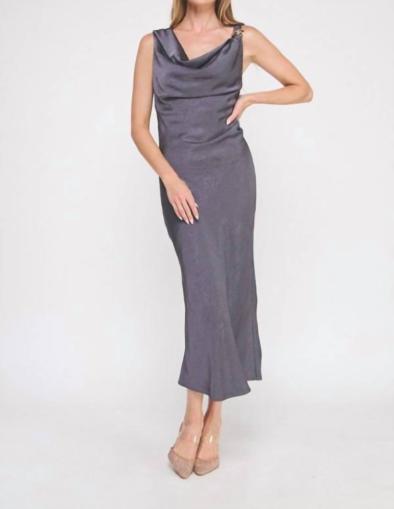 Allie Rose - Starlight Satin Cowl Midi Dress