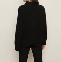 Sanctuary Apres Intarsia Hi Mock F Logo Sweater in black with mars red - women's sweater - alternate view