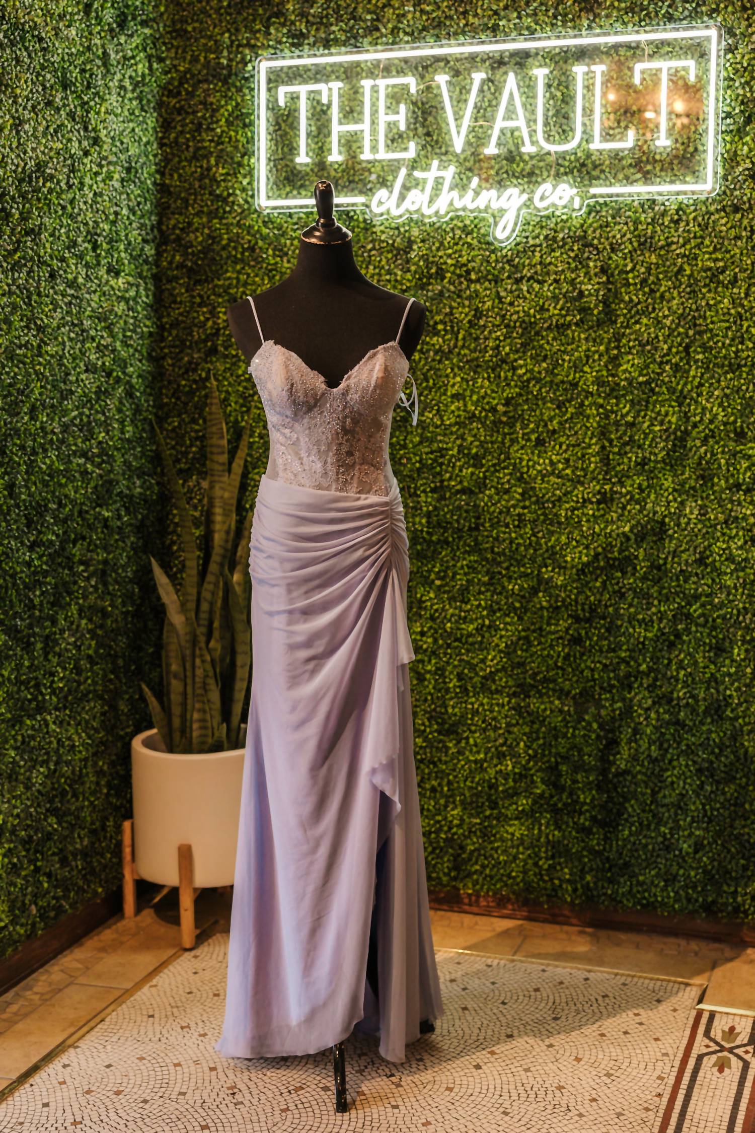La Femme Women's Prom Dress in light periwinkle - women's dress - detail view