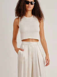 Sablyn - Aja Cropped Tank With Blanket Stitch