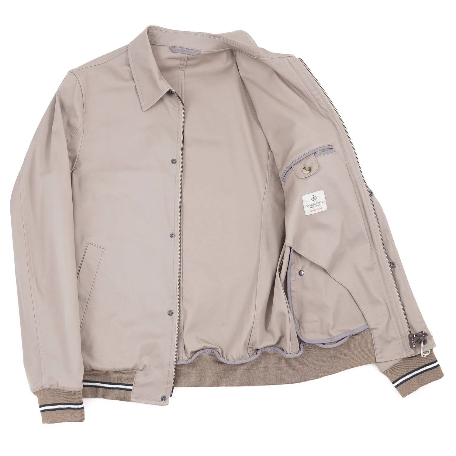 Luigi Borrelli Napoli - Men's Cotton Flight Jacket With Knit Details