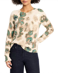 Nic + Zoe Camo Shine Crew Neck Sweater in neutral multi - women's long sleeve top