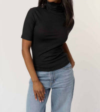 PROJECT SOCIAL T Jesllyn Turtleneck Rib Tee in black - women's t-shirt