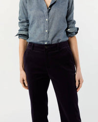 Ann Mashburn Lindy Straight Trouser in eggplant stretch velveteen - women's pants - view 4