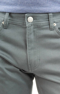 JACHS NEW YORK Straight Fit 5 Pocket Summer Commuter Pants in grey - men's pants - detail view