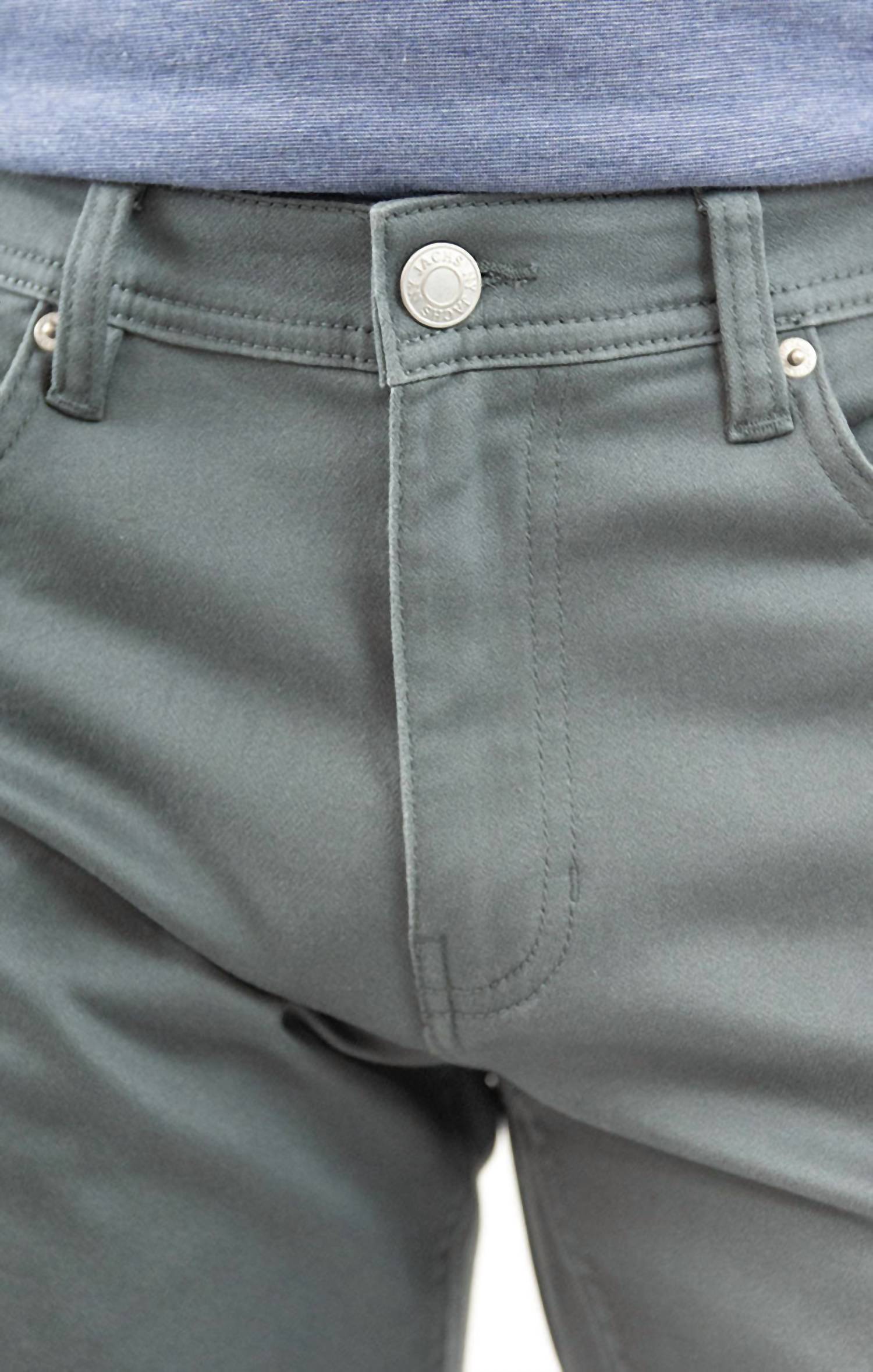 JACHS NEW YORK Straight Fit 5 Pocket Summer Commuter Pants in grey - men's pants - detail view
