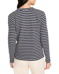 Nic + Zoe - Texture Stripe Button Shoulder Top