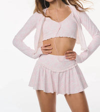 Loveshackfancy - Laudie Bow Print Active Zip Up Top
