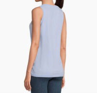 Madewell Whisper V Neck Tank in peri blue - women's tank top - detail view