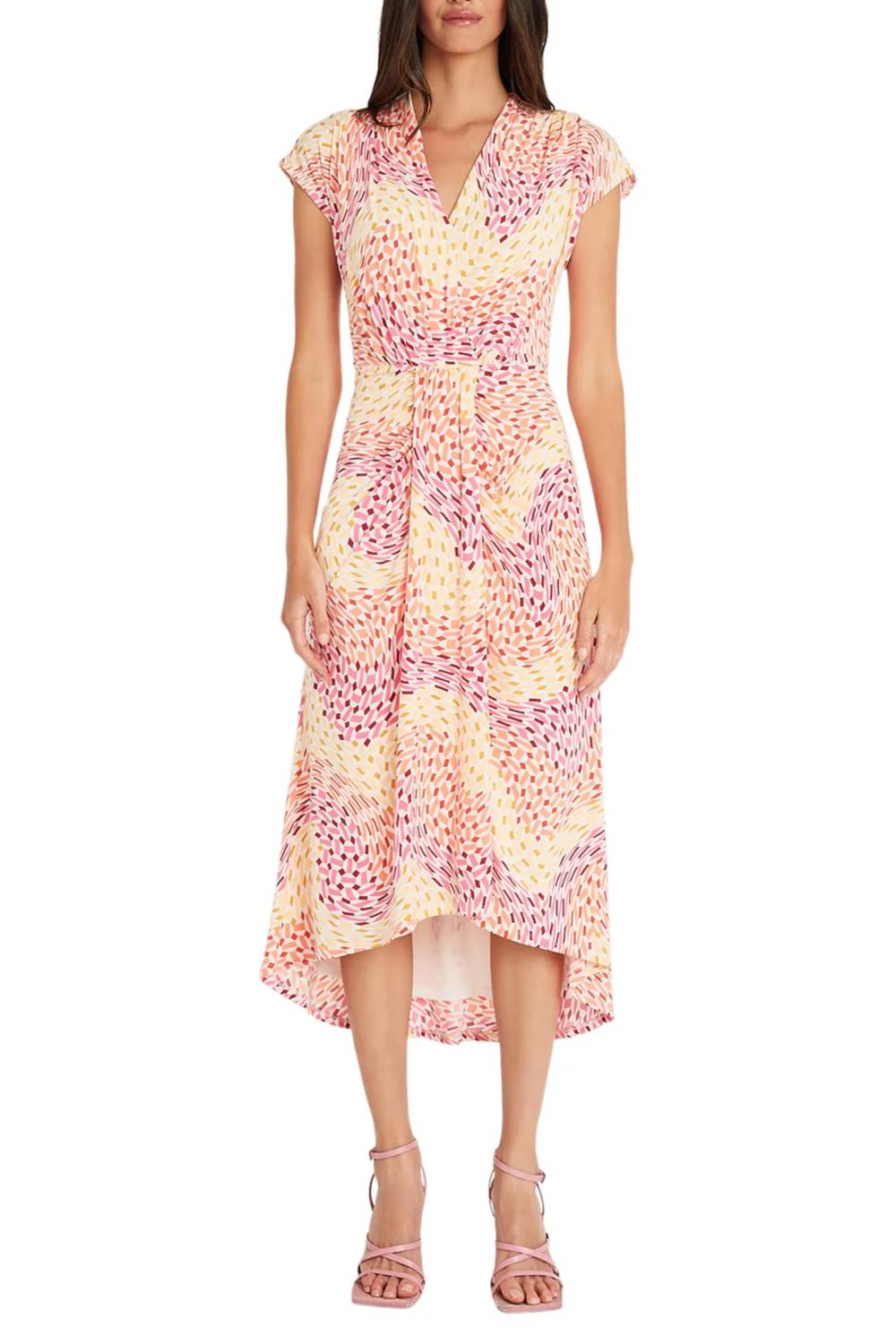 Maggy London - Cap Sleeve Geo Print Midi Dress