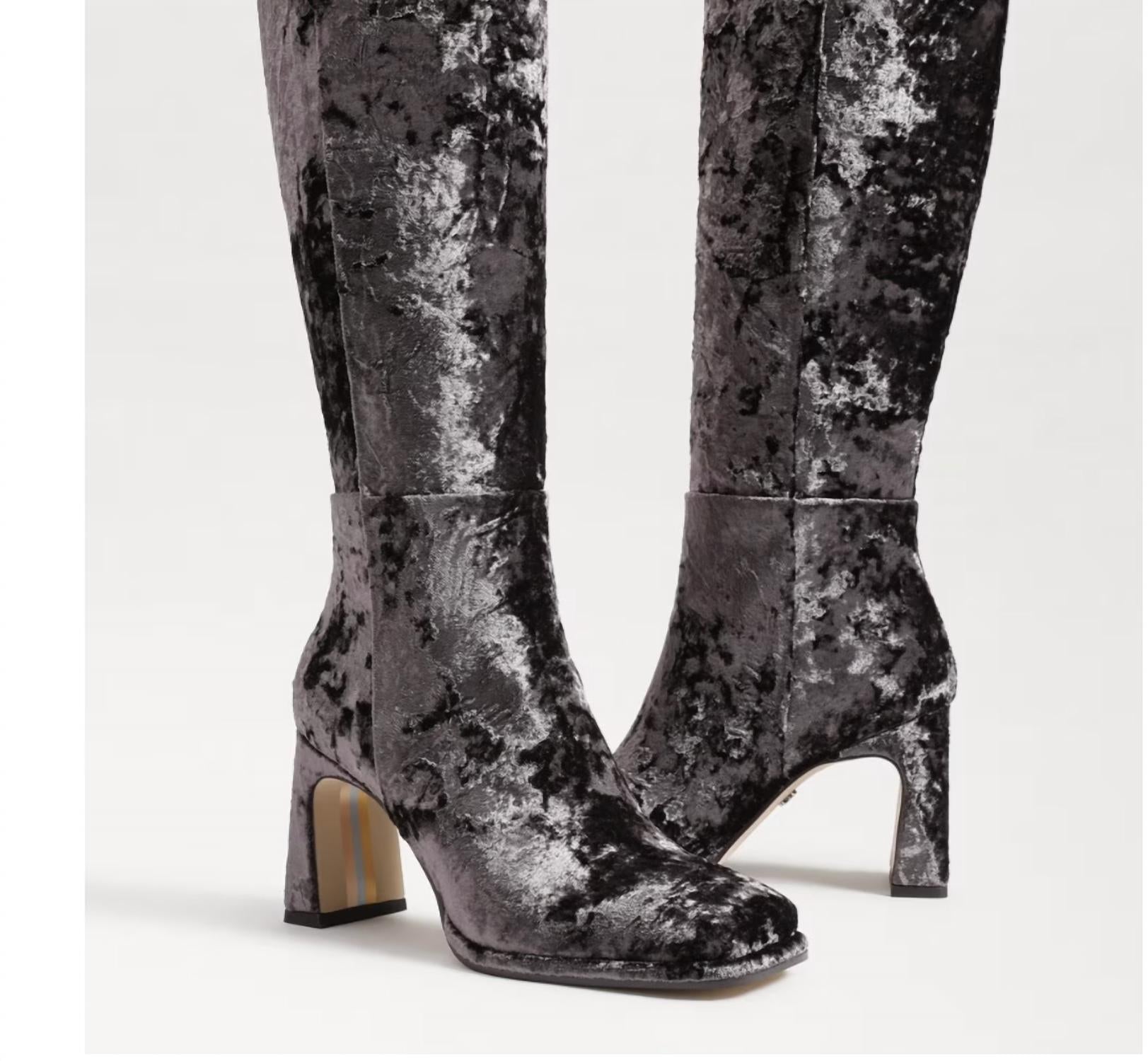 Sam Edelman Women's Issabel Boots in coffee velvet - women's shoe - view 4