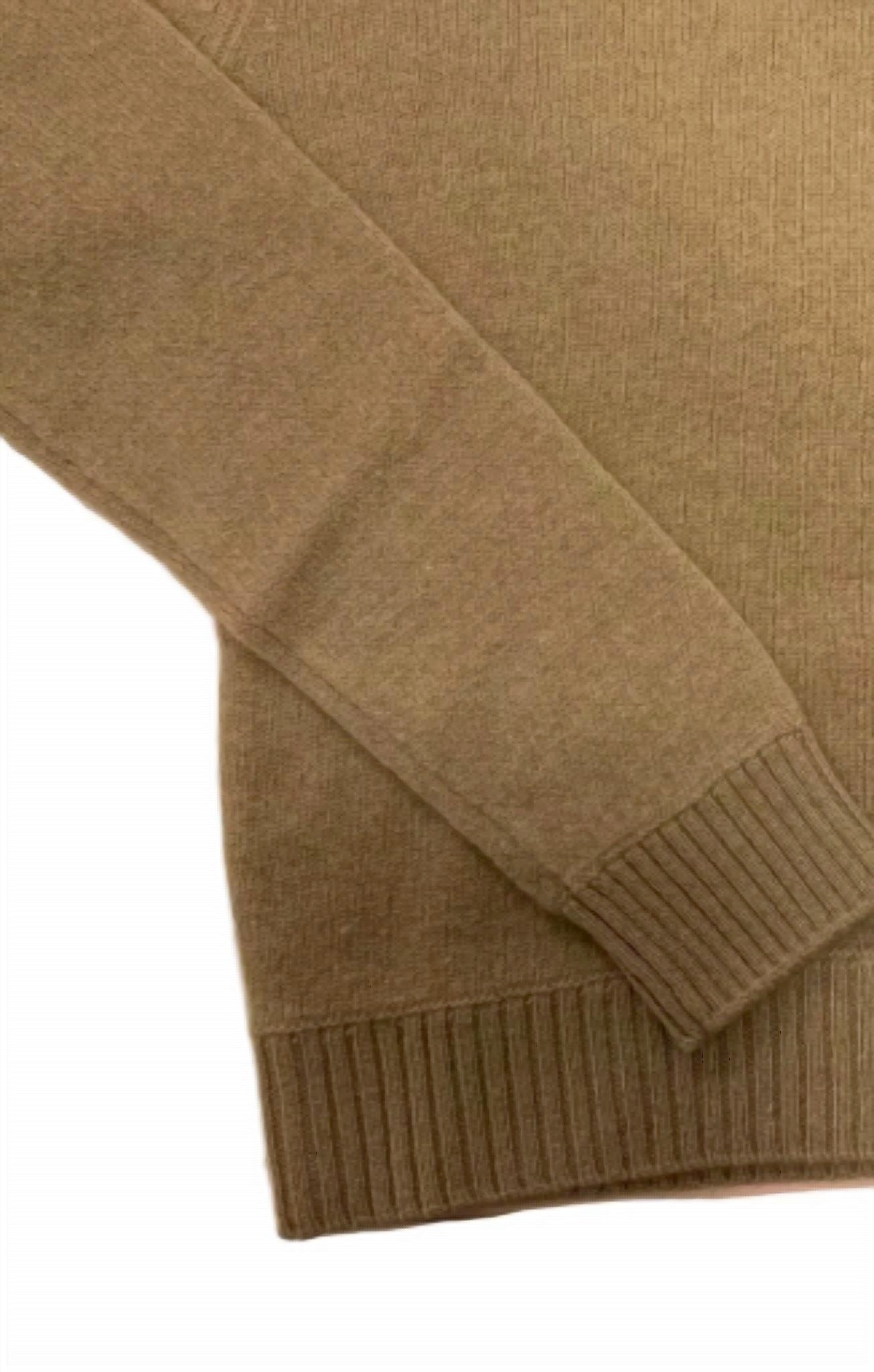 Jumper1234 Women's Lightweight Roll Collar Turtleneck Sweater in sandstone camel - women's sweater - detail view