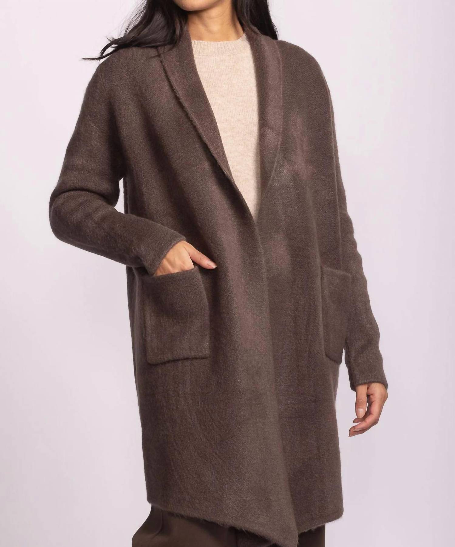 PINK MARTINI Stockport Jacket in dark brown 1 - women's cardigan - alternate view